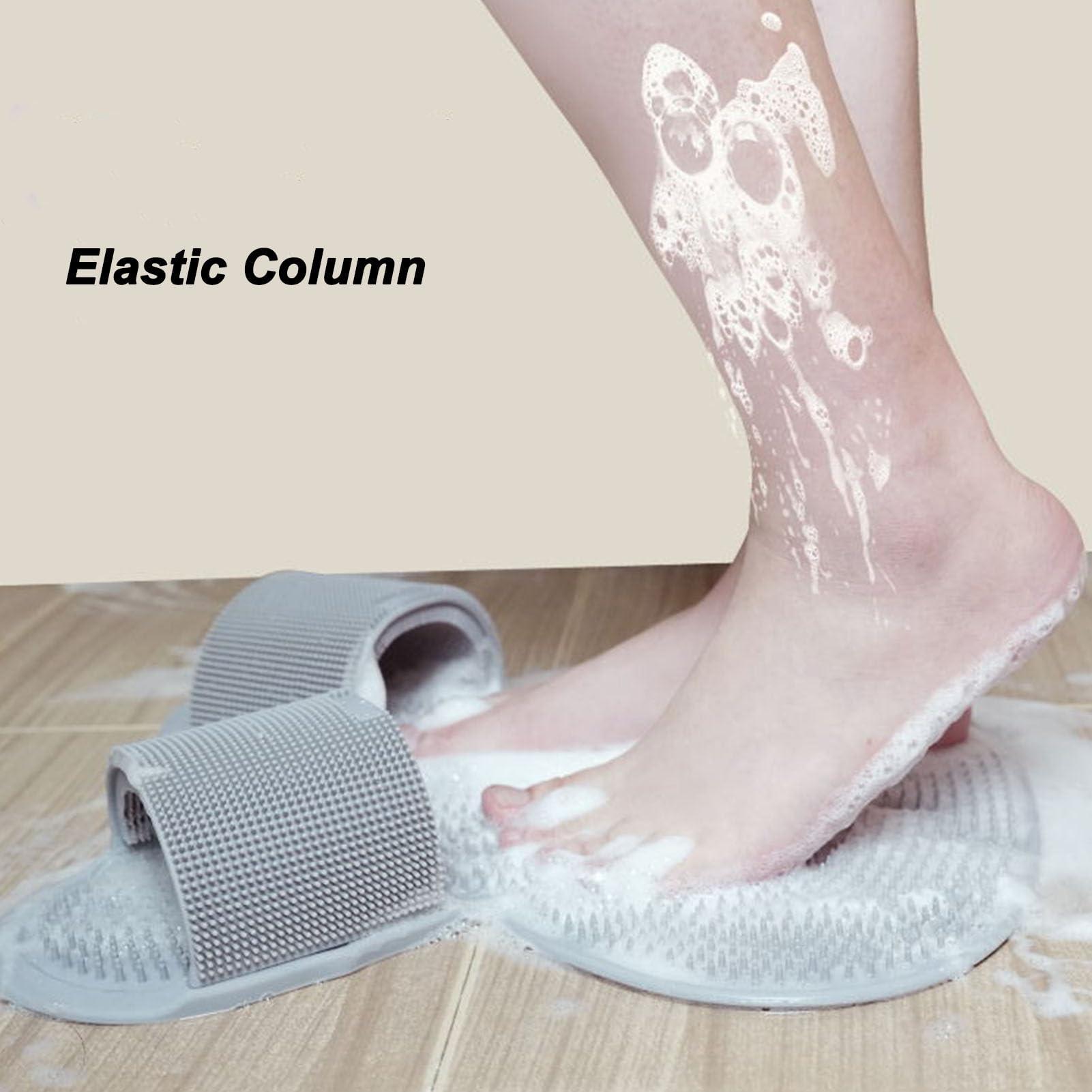 Dioche Soft Silicone Bath Mat for Foot Massage, Anti Slip Shower Mat with Strong Suction Cups, Foot Scrubber Massager (black)