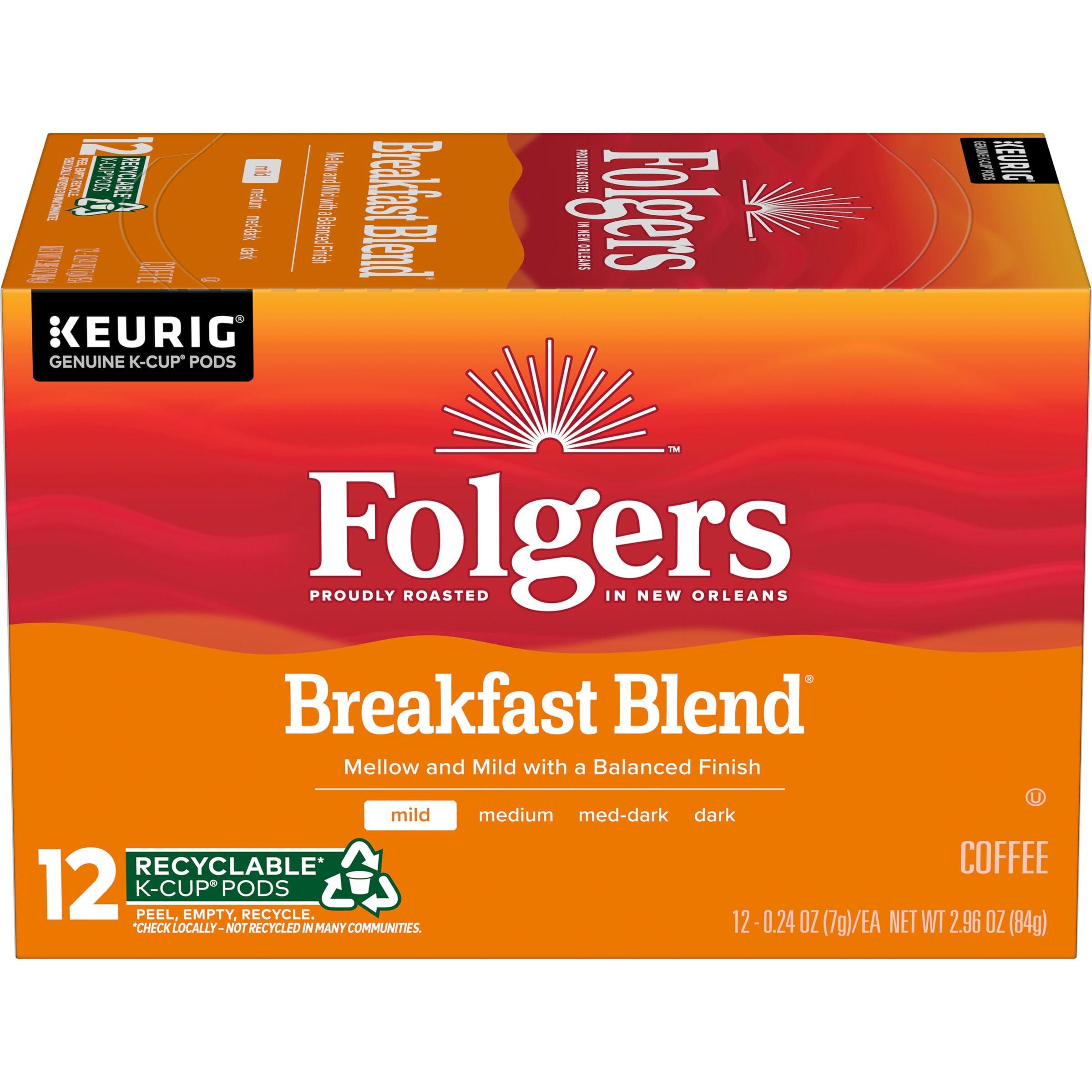 FOLGERS K CUPS Folgers Breakfast Blend Mild Roast Coffee, 12 Keurig K-Cup Pods