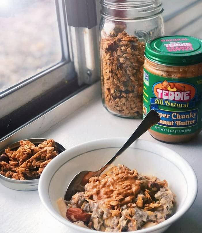 Teddie Teddie All Natural Peanut Butter, 16 Ounce 1 Pack, Gluten Free & Vegan, 16 Ounce Plastic Jar (16 Ounce (Pack of 1), Smooth Unsalted)