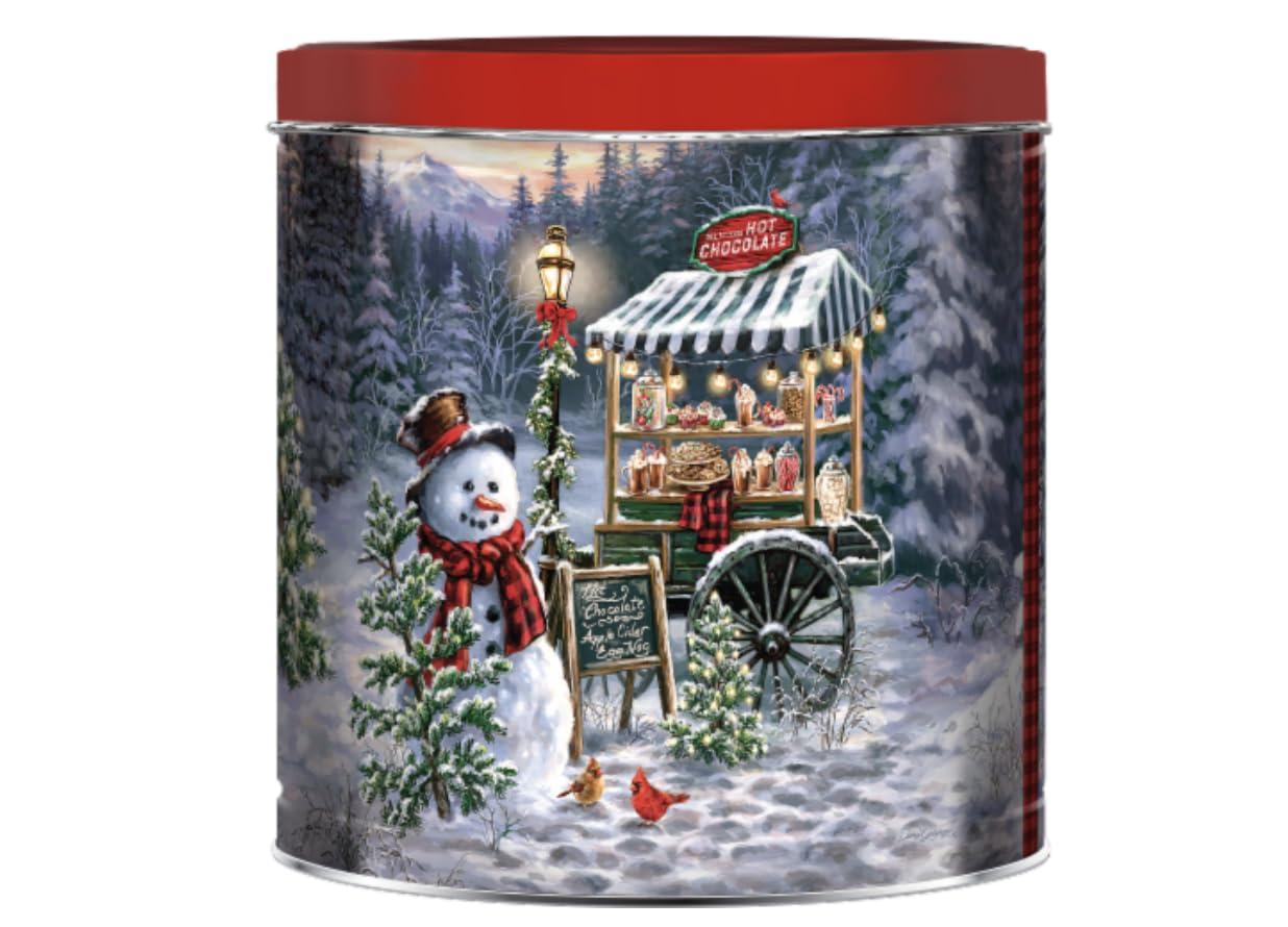 Signature Brands Classic Collectible Gourmet Holiday Popcorn Tin Caramel, White Cheddar, and Butter Popcorn