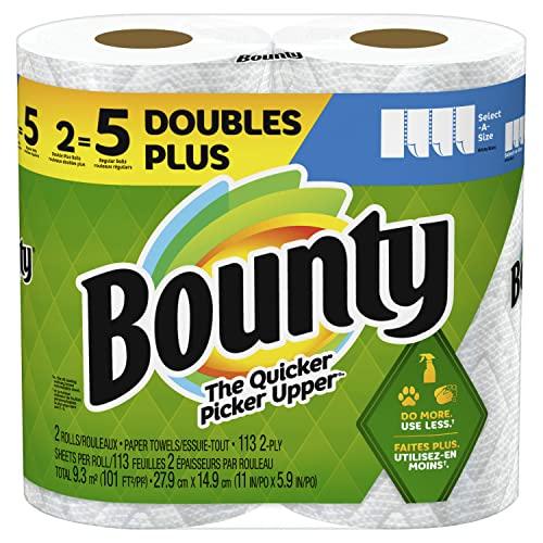 Bounty Bounty Select-A-Size Paper Towels, 2 Double Plus Rolls, White, 113 Sheets Per Roll