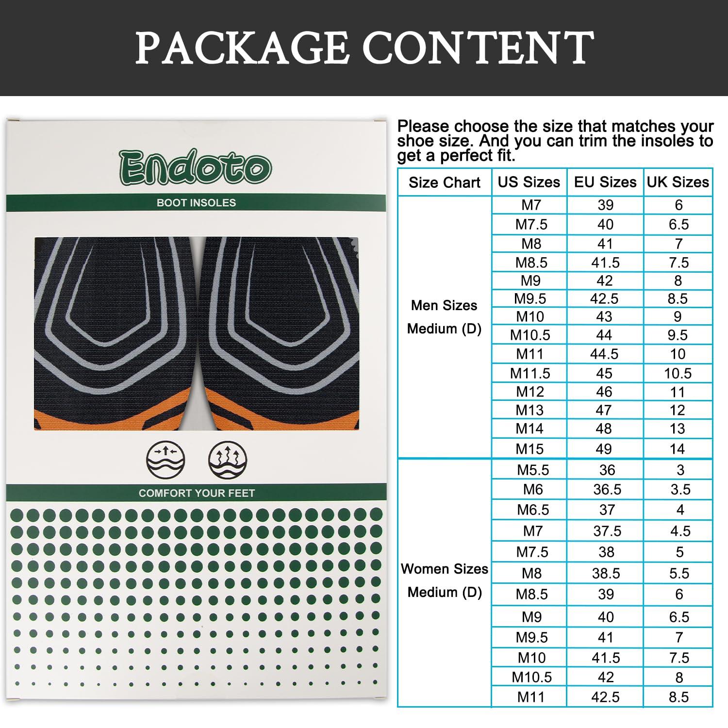 Endoto Endoto Square Toe Boot Insoles for Ariat Men\'s Shoes Replacement, Footwear Inserts Comfort & Foot Pain Relief(Size:M13-EU47)