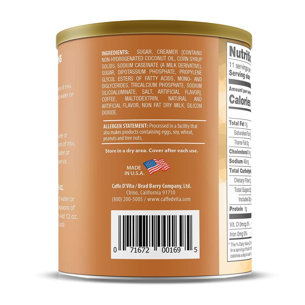 Caffe D'Vita Caffe D’Vita Caramel Macchiato - Coffee Caramel Macchiato, Caramel Instant Coffee, Latte Mix, Gluten Free, No Cholesterol, No Hydrogenated Oils, Kosher-Dairy, Caramel Macchiato Coffee - 1 Lb Can