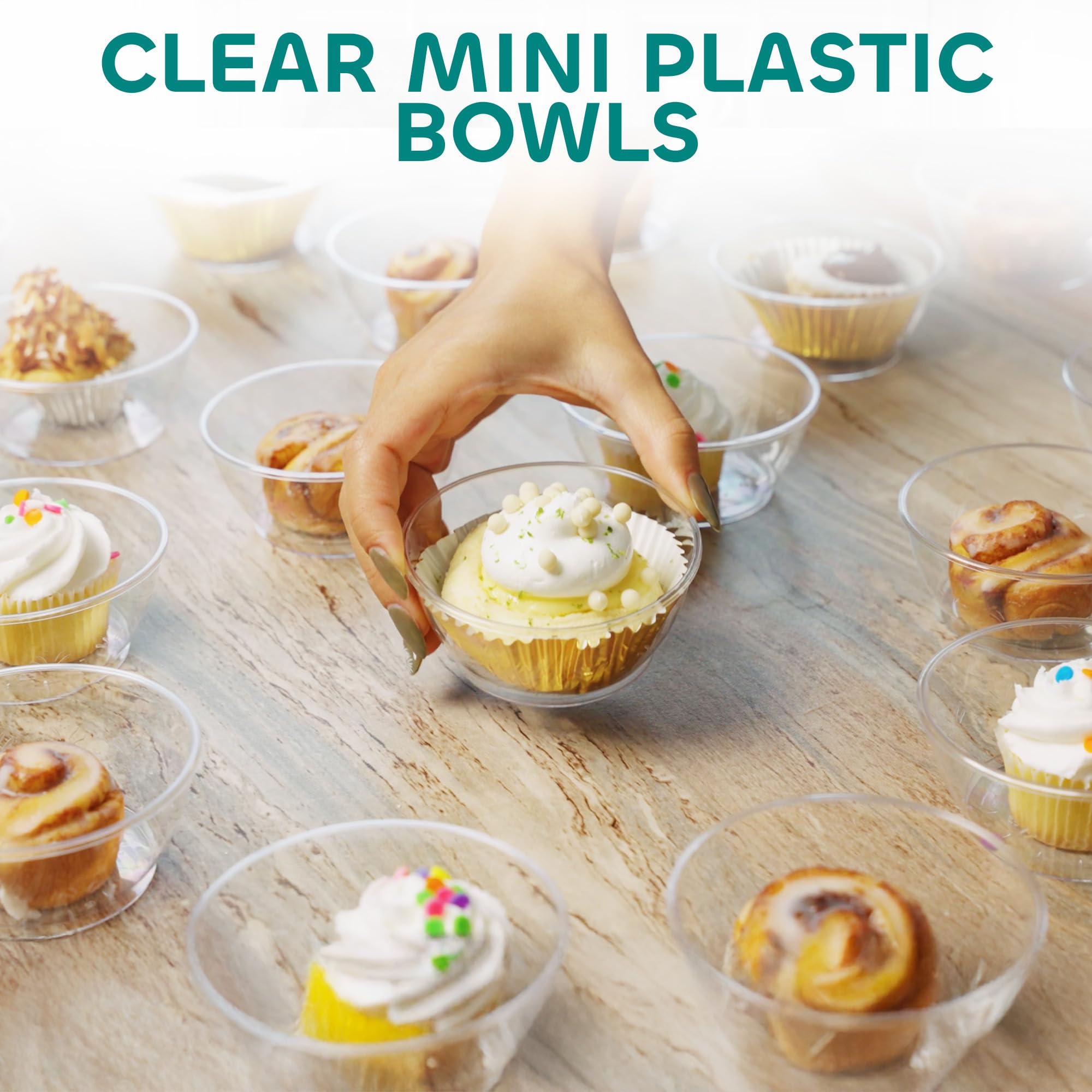 JoyServe JoyServe Clear Mini Plastic Bowls - (Bulk 50 Pack) 6 Oz Disposable Premium Hard Plastic Dessert Bowls for Serving, Weddings, Catering, Parties, Salsa, Home or Event Party Supplies