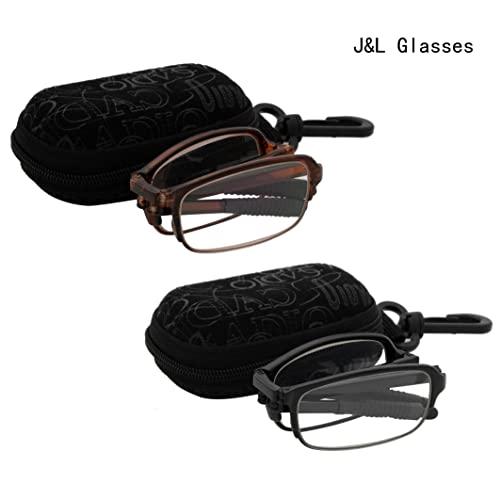 J&L Glasses J&L Glasses 2 Pack Fashion Mini Pocket Folding Reading Presbyopic Glasses For Men Women (2pack, 3.0)