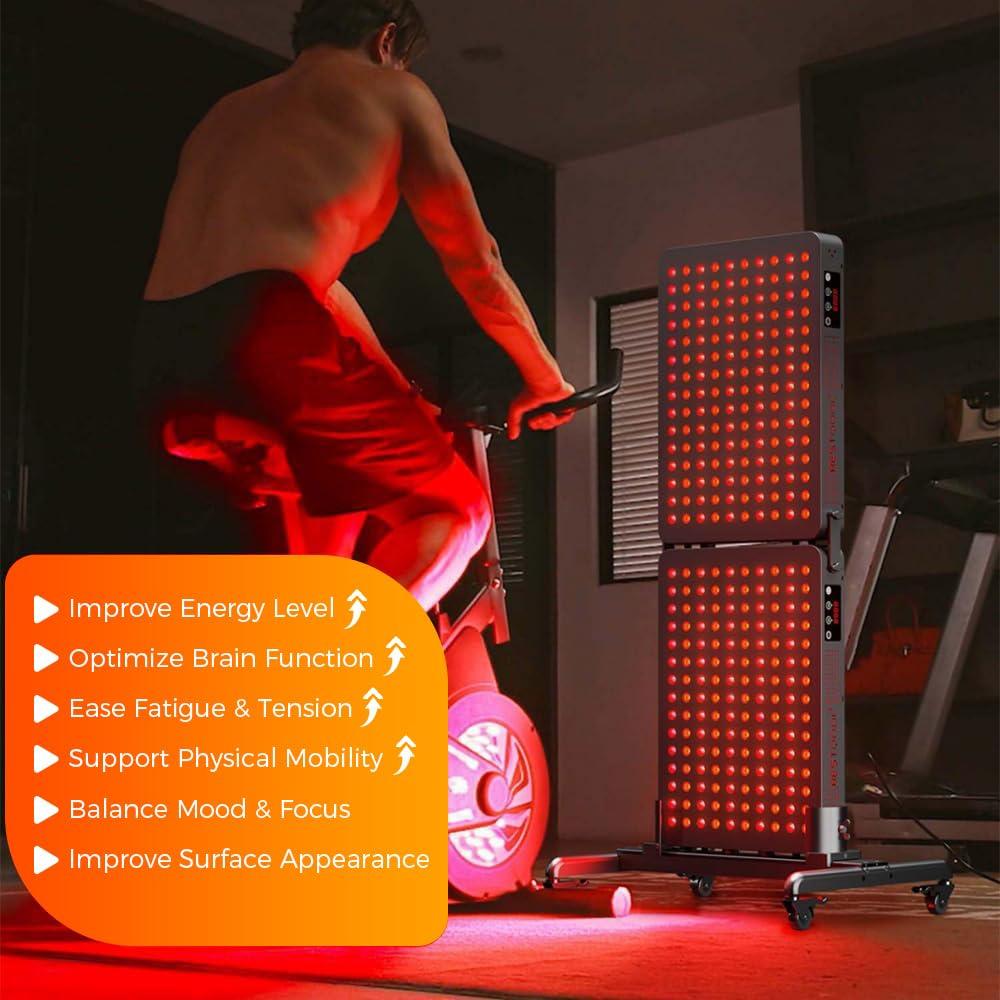 Bestqool Bestqool Red Light Therapy Device, 4 Wavelengths Full Body Near Infrared Light Therapy, Elite Grade Dual Chip 150 LEDs, High Power Output Red Light Panel for Anti-Aging, Pain Relief. 250W.