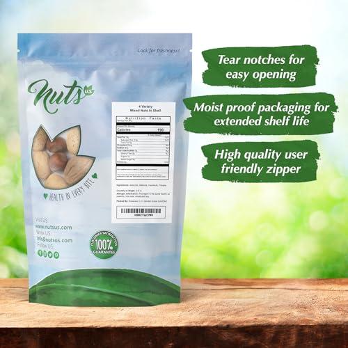 NUTS - U.S. - HEALTH IN EVERY BITE ! NUTS U.S. – Mixed Nuts In Shell (Almonds, Walnuts, Hazelnuts, Pecans) | No Added Colors and No Artificial Flavors | Fresh Buttery Taste and Raw |Packed In Resealable Bags!!! (6 LBS)