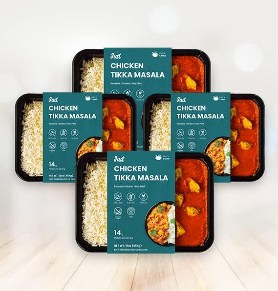 Quicklly Ready To Eat Indian Meal Special - Chicken Tikka Masala with Rice Pilaf (Pack of 4)