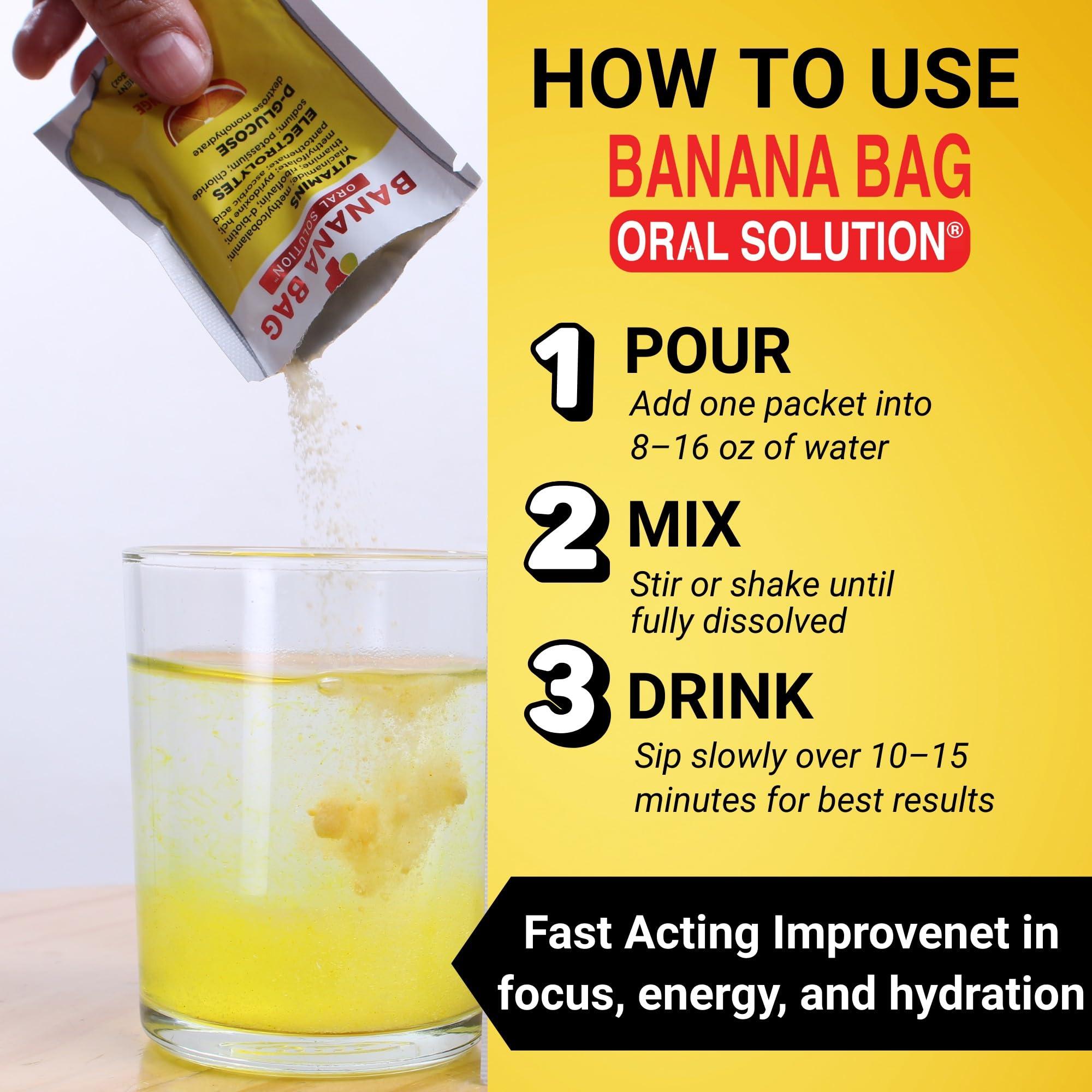 Banana Bag Oral Solution Banana Bag Oral Solution Packets Salted Watermelon 5pk | A Refreshing Blend of Electrolytes, Vitamin C, and B-Complex for Hydration and Energy. Convenient, Easy-to-Mix, and Perfect for Daily Use.