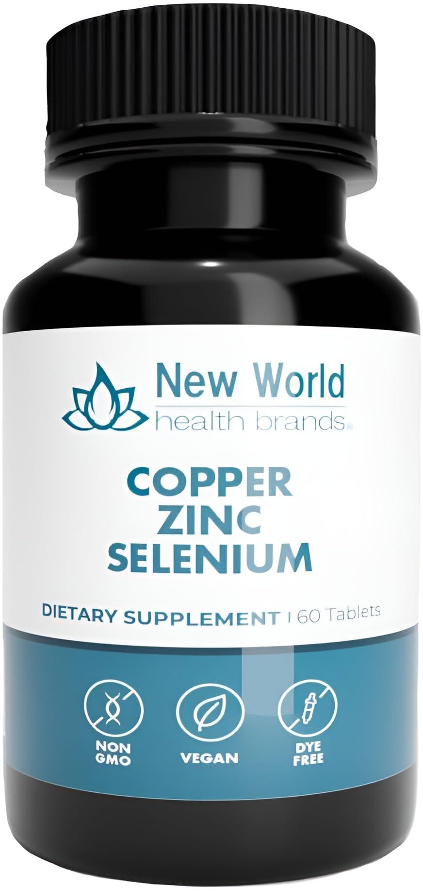 New World Health Brands New World Health Brands Copper Zinc Selenium (5mg, 40mg, 200mcg) 3 in 1 Blend | 60 Tablets | Antioxidant Protection, Immune Support, Easy to Swallow
