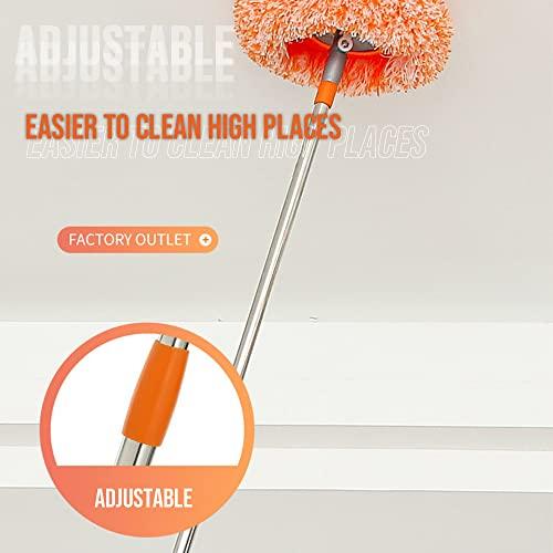 Drkicsy 360 Rotatable Adjustable Cleaning Mop, Extendable Wall Cleaning Mop with Long Handle, Multifunctional Dust Mops Household Rotating Mop for Wall Ceiling Window Floor (Grey, 55-110CM)