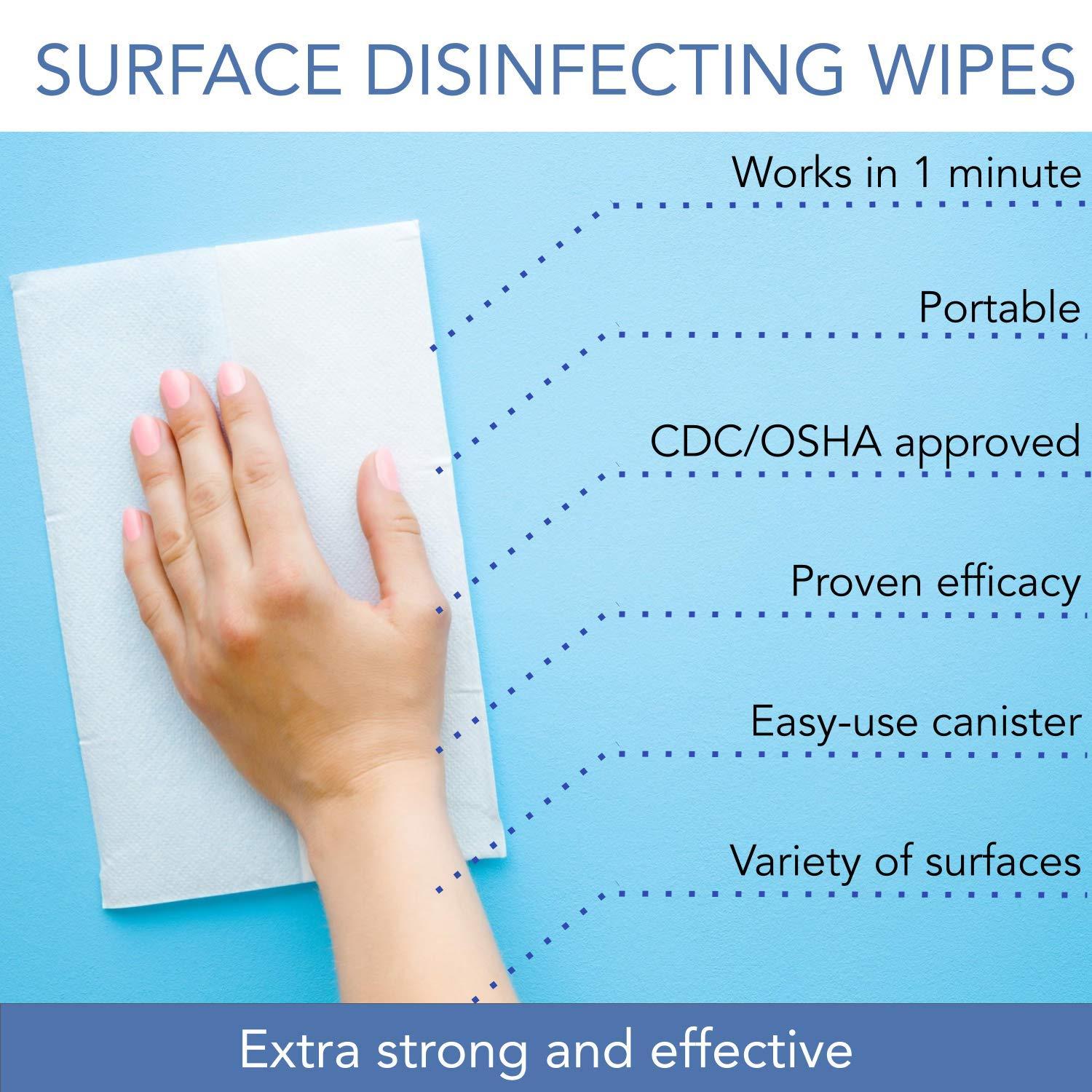 PDI PDI P25372 Disposable Germicidal Wipes, Large, Case, 12 Boxes, 1920 Wipes, 6.75" x 6", Wipes Canister