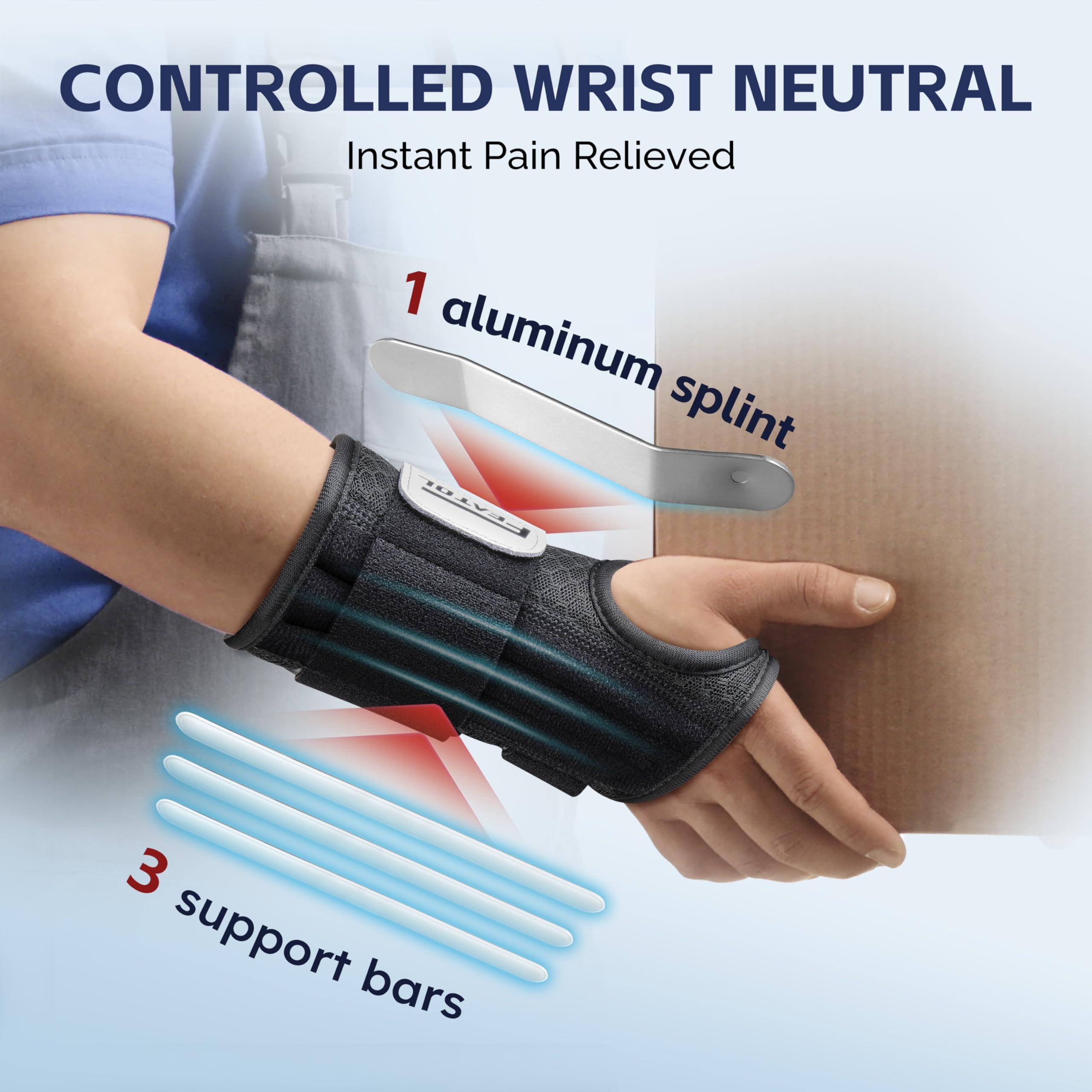 FEATOL FEATOL 2 Pack Carpal Tunnel Wrist Brace For Work With Wrist Splint, Adjustable Wrist Guard Daytime Support For Women Men, Pain Relief For Pregnancy, Typing, Arthritis, Tendonitis, Right Hand Left Hand, Large