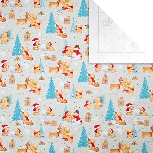 Hallmark Hallmark Forever Friends Christmas Wrapping Paper and Gift Tag Bundle - 3 Rolls of Paper in 1 Design with 3 Packs of 5 Gift Tags