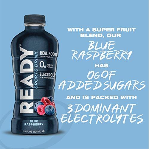 Ready Ready Sports Drink, Electrolyte Blend with B Vitamins and No Added Sugar, Blue Raspberry, 28 Fluid Ounces