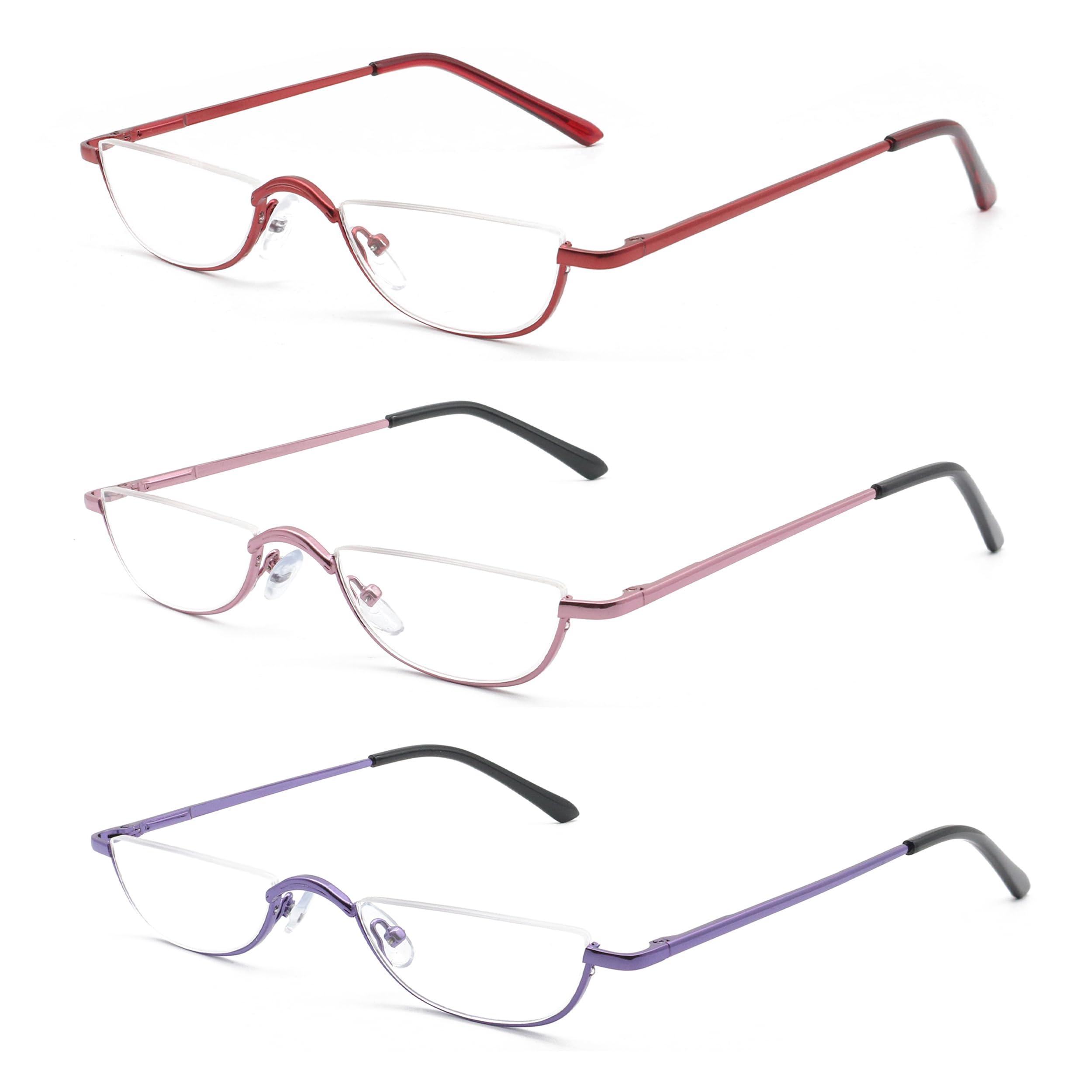 COVESATO COVESATO Half Frame Reading Glasses, Half Metal Moon Readers for Women Men 2.50