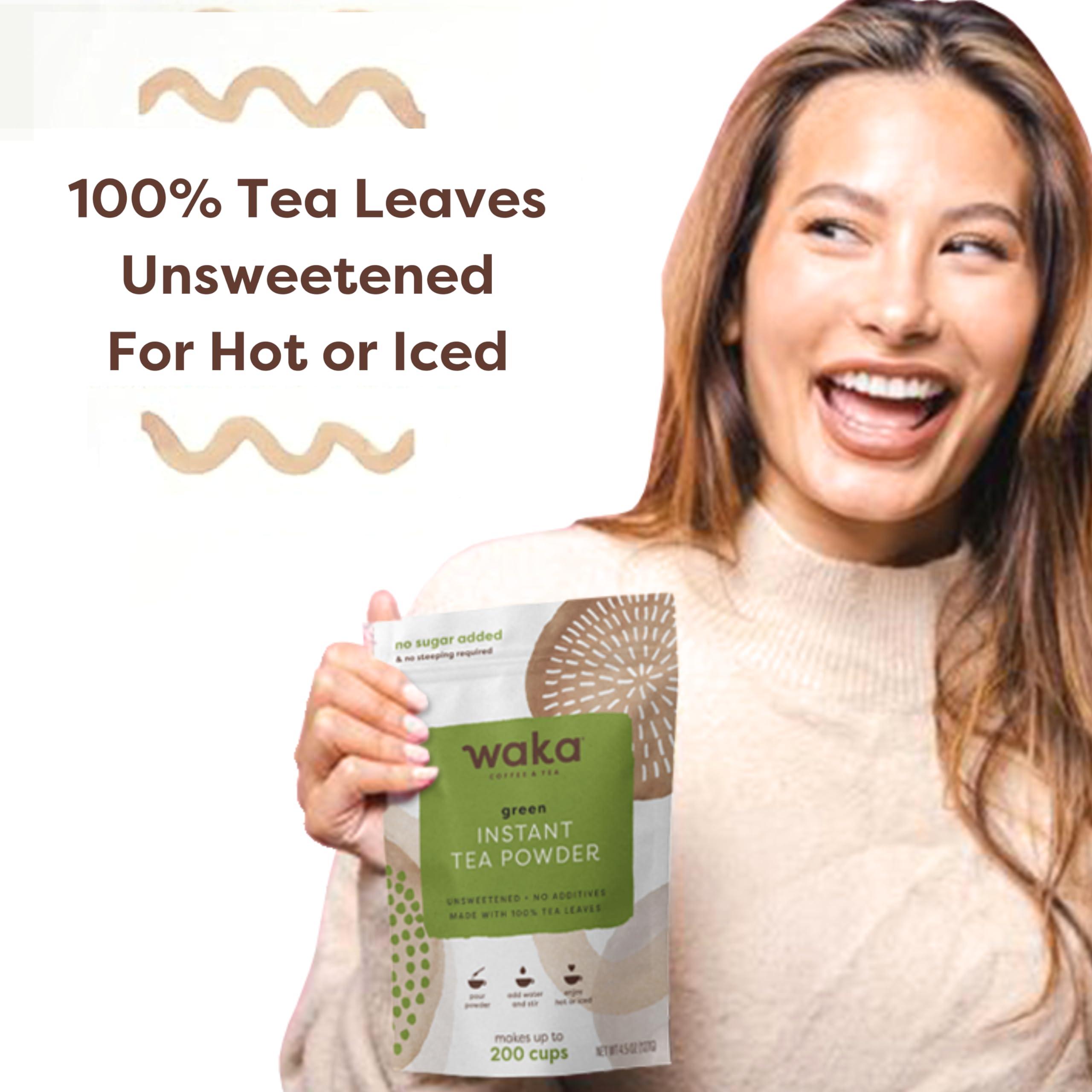 Waka Coffee Waka Premium Instant Medium Roast Coffee (50 Single Serve Packets) & No Sugar Added Green Tea Powder (200 Cups)