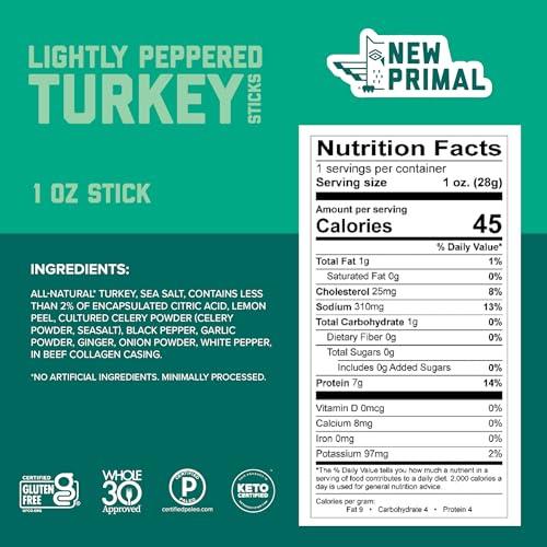 The New Primal The New Primal Jerky Turkey Stick 1 oz, 1 Ounce (Pack of 1) (4003)
