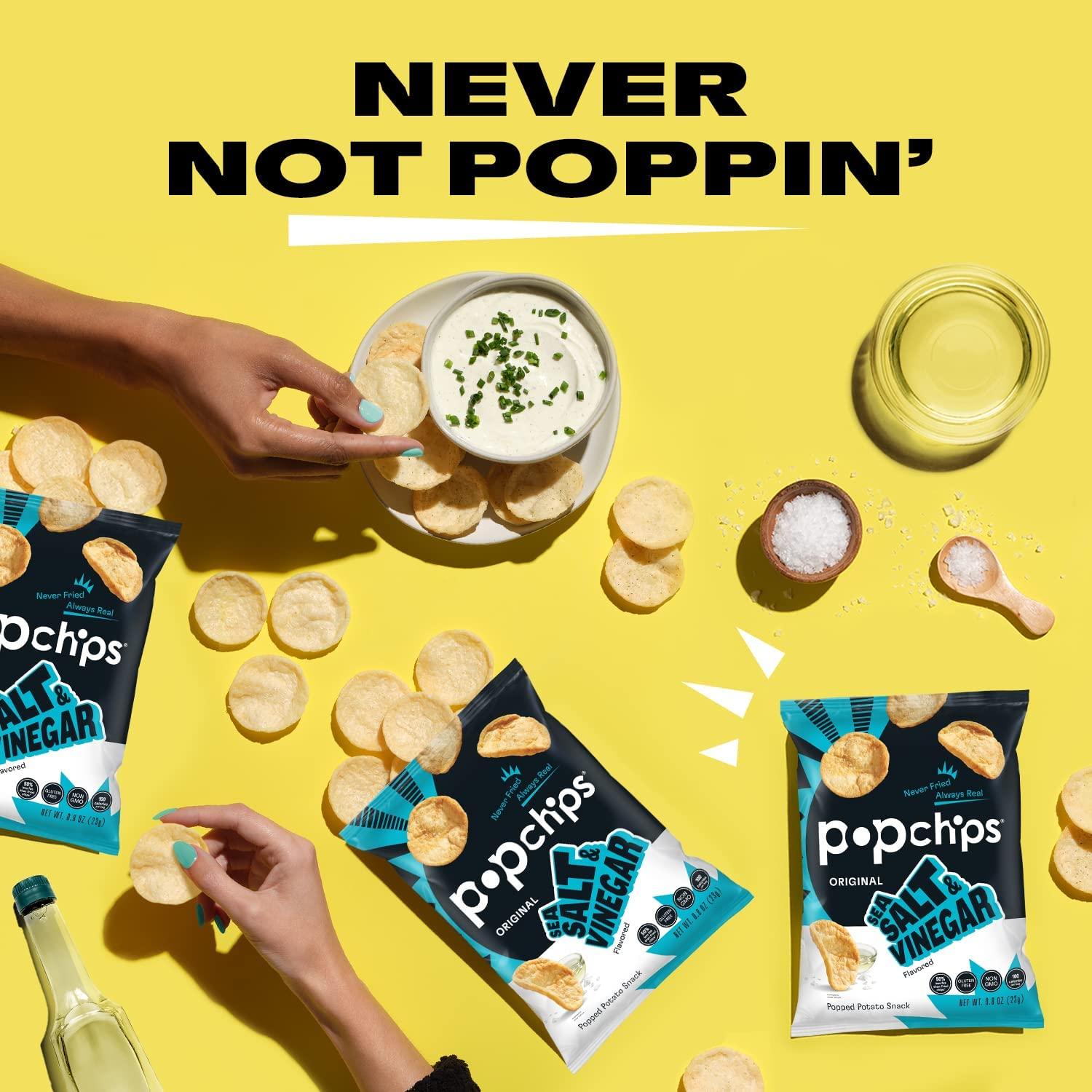Popchips Popchips Gluten Free Popped Potato Chips Sea Salt & Vinegar, 0.8 oz. (Pack of 24)