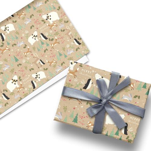 Glick Glick Luxury Christmas Folded Wrap (3 Sheets) Christmas in the Woods (Double Sided) Christmas Wrapping Paper