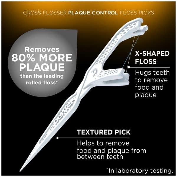 DenTek DenTek Cross Flosser Plaque Control Floss Picks, X-Shaped Floss, 75 Count, (Pack of 5)