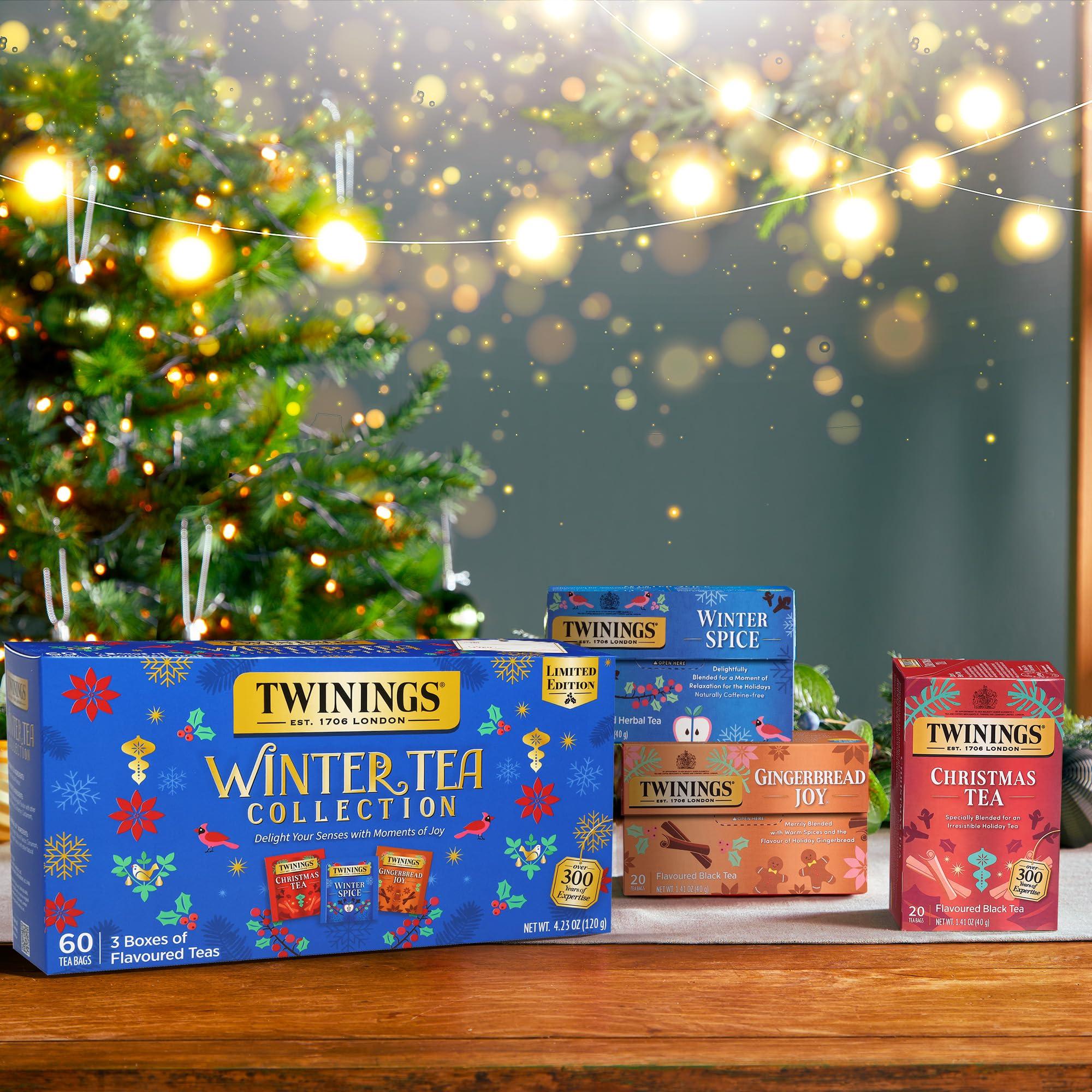 Twinings Twinings Winter Tea Collection, Limited Edition Holiday Gift Box, 20 Count (Pack of 3), Includes Christmas Tea, Winter Spice, and Gingerbread Joy, Enjoy Hot or Iced