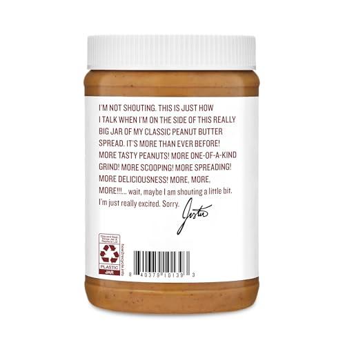 Justin's Justin\'s Classic Peanut Butter Creamy Spread, No Stir, Gluten-Free, 28 Ounce Jar, 1 Pack