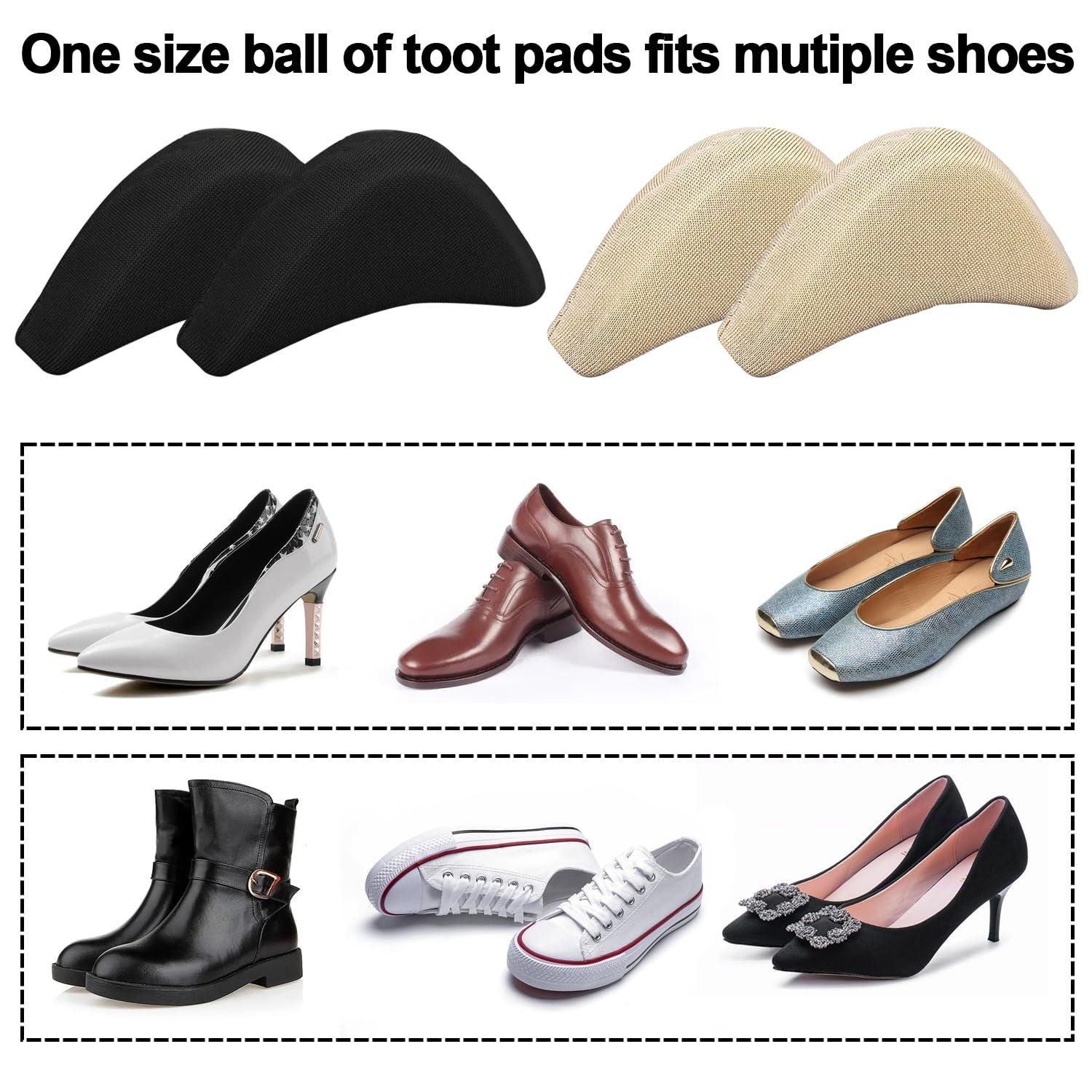 GOETOR Shoe Filler Inserts 5 Pairs Toe Cushion Fillers Loose Shoes Foam Toe Filler to Make Big Shoes Fit Half-Size Insoles Adjust Shoe for High Heels Dress Shoes Boots (Black and Beige)