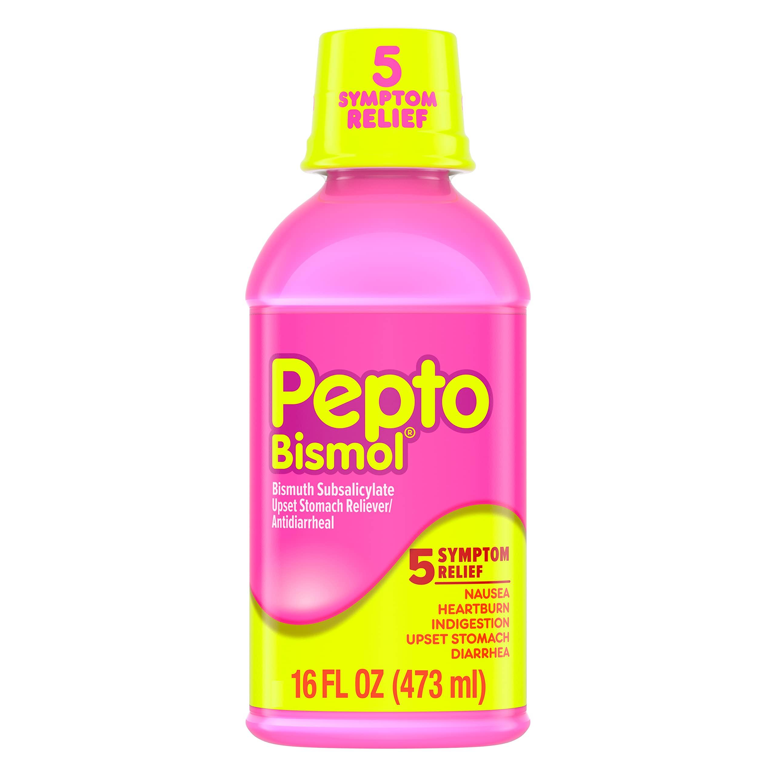 Procter & Gamble Pepto Bismol Liquid for Nausea, Heartburn, Indigestion, Upset Stomach, and Diarrhea Relief, Original Flavor 16 oz