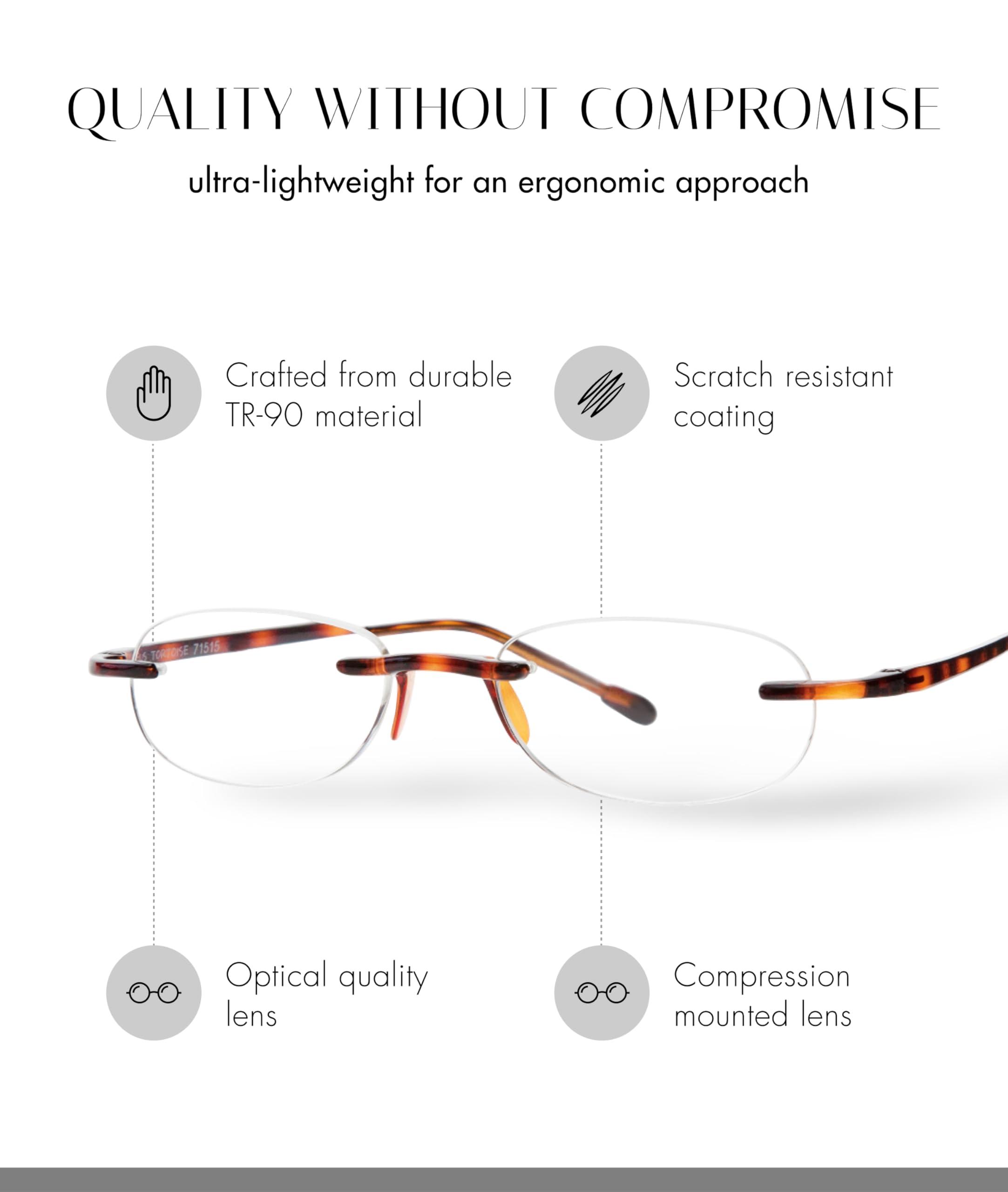 Scojo New York Scojo New York Gels Original Reading Glasses | 2x TORTOISE | Readers for Men & Women | Stylish, Scratch-Resistant Lenses