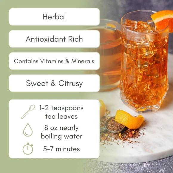 Full Leaf Tea Co. Organic Blood Orange Rooibos Loose Leaf Tea - 2oz Bag (Approx. 30 Servings) | Full Leaf Tea Co.