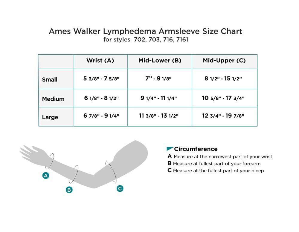 Ames Walker Ames Walker AW Style 7161 Lymphedema Armsleeve w/Silicone Top Band 20-30 mmHg Medium Natural - Manage edema swelling post mastectomy conditions - comfortable fabric