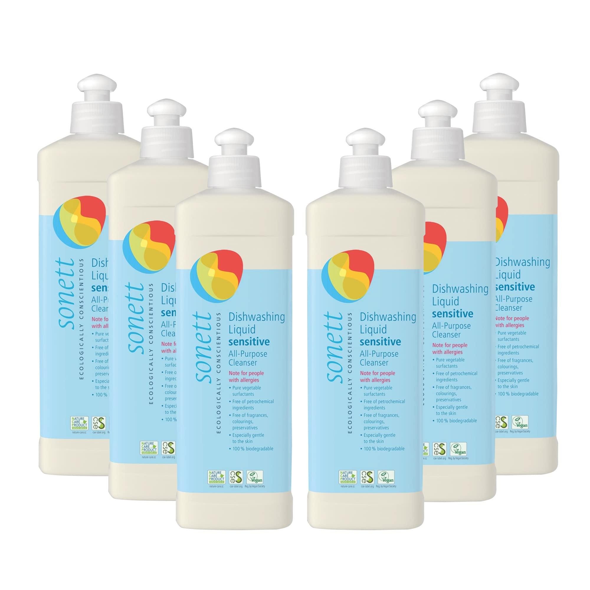 SONETT ECOLOGICALLY CONSCIENTIOUS Sonett Organic Dishwashing Liquid, All Purpose Cleaner Sensitive Skin For People With Allergies 17 Fl.Oz (Pack of 6))