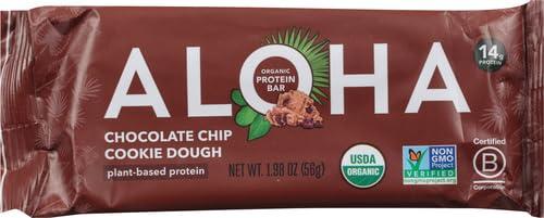 ALOHA ALOHA Organic Plant-Based Protein bar, Chocolate Chip Cookie Dough, 1.98 Oz