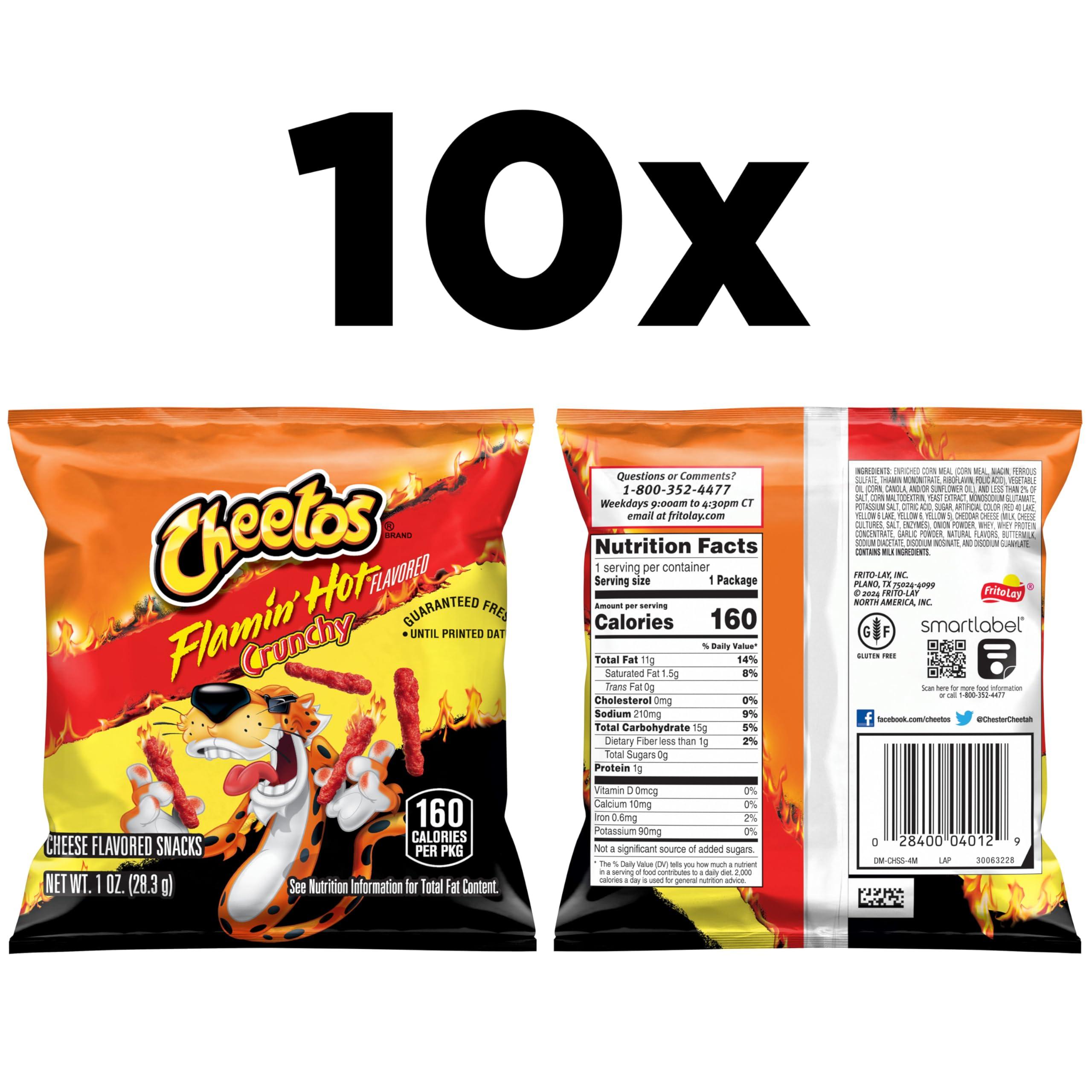 Frito Lay Cheetos Crunchy Flaming Hot, 1 Oz, 10 Pack
