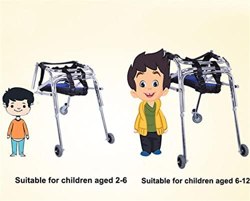 NYDCTHOM Folding Walker for Kids with Wheels,Aluminum Alloy Height Adjustable Walker, Lightweight Posterior Rollator Walker,Anti-Backward Size Kids Walker for Disabled Injured Rehabilitation Training