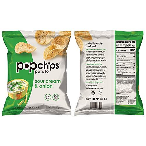 popchips Popchips Potato Chips Variety Pack, Single Serve 0.8 Ounce Bags (Pack of 24), 4 Flavors: 8 Sea Salt, 8 BBQ, 4 Sour Cream & Onion, 4 Salt & Vinegar