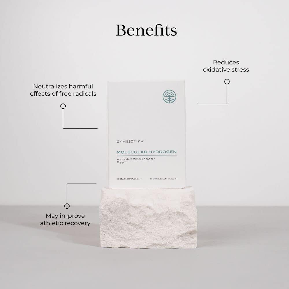 CYMBIOTIKA CYMBIOTIKA Molecular Hydrogen Water Tablets with Magnesium, Energy Boost, Gluten Free, Keto Antioxidant Drink, Fast Dissolving Supplements, Helps Fight Inflammation & Stress 30 Tablets, 12 ppm