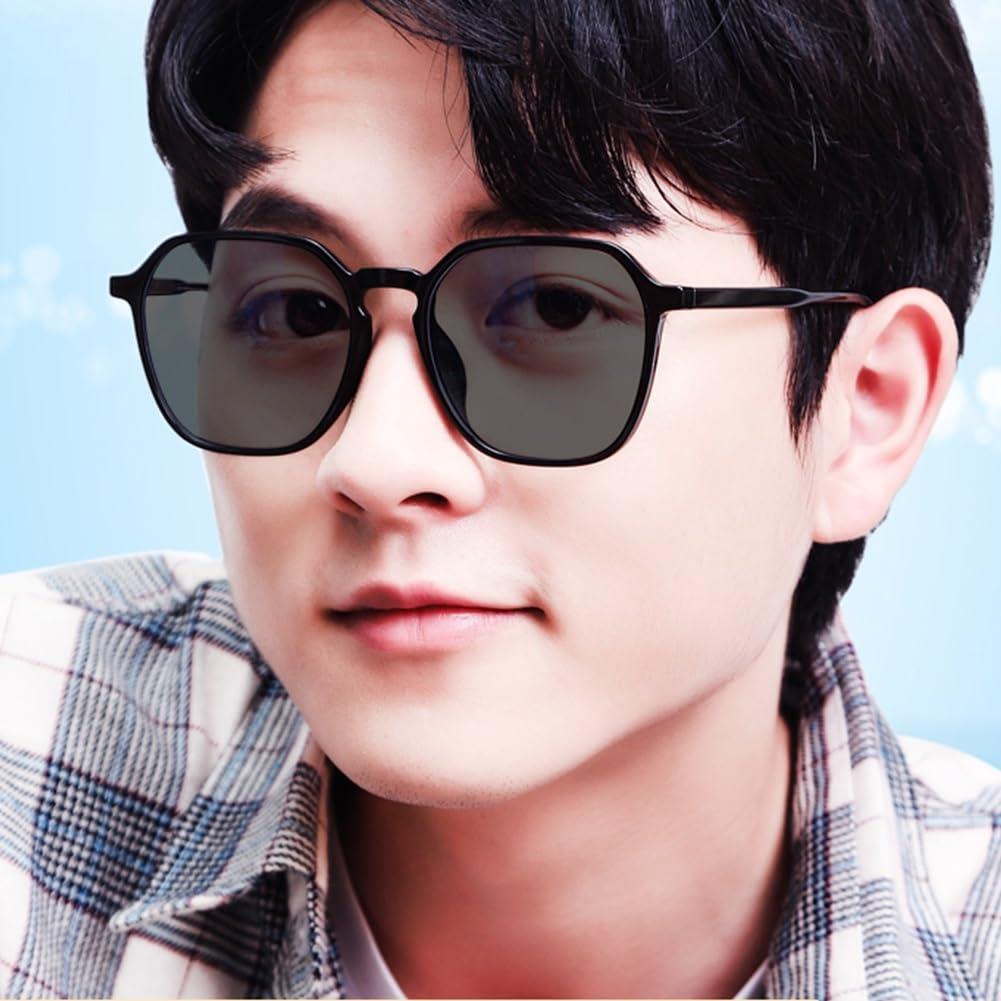 Generic Stylish Oversized Progressive Multifocal Photochromic Reading Glasses for Men, TR90 Flexible Frame Resin Lens Eyeglasses (Color : Black, Size : 2.0x)