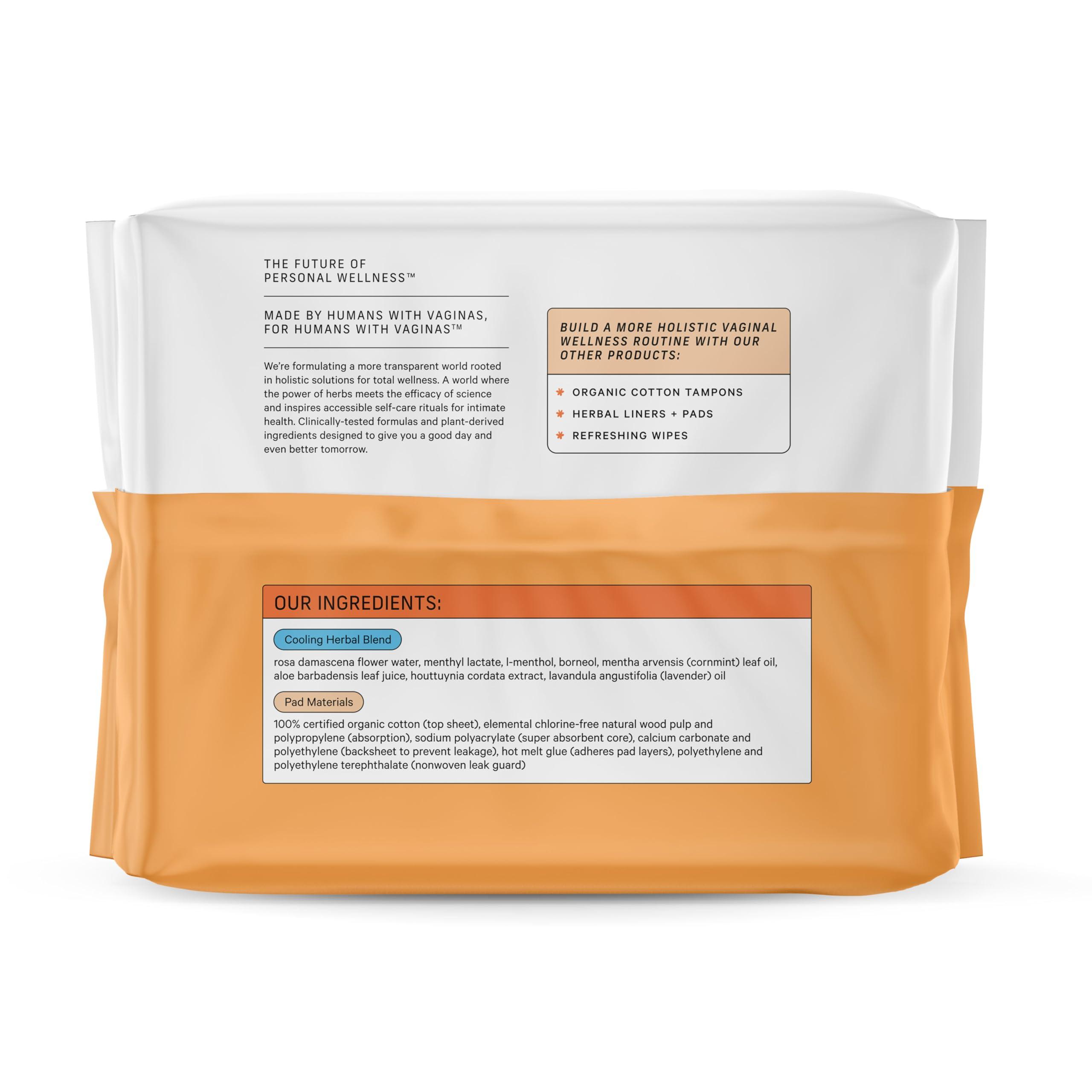 The Honey Pot Company The Honey Pot Company - 64ct - Herbal Sanitary Pads for Women - Heavy Flow Overnight w/Wings - Infused w/Essential Oils for Cooling Effect & Organic Cotton Cover - Feminine Care - FSA & HSA