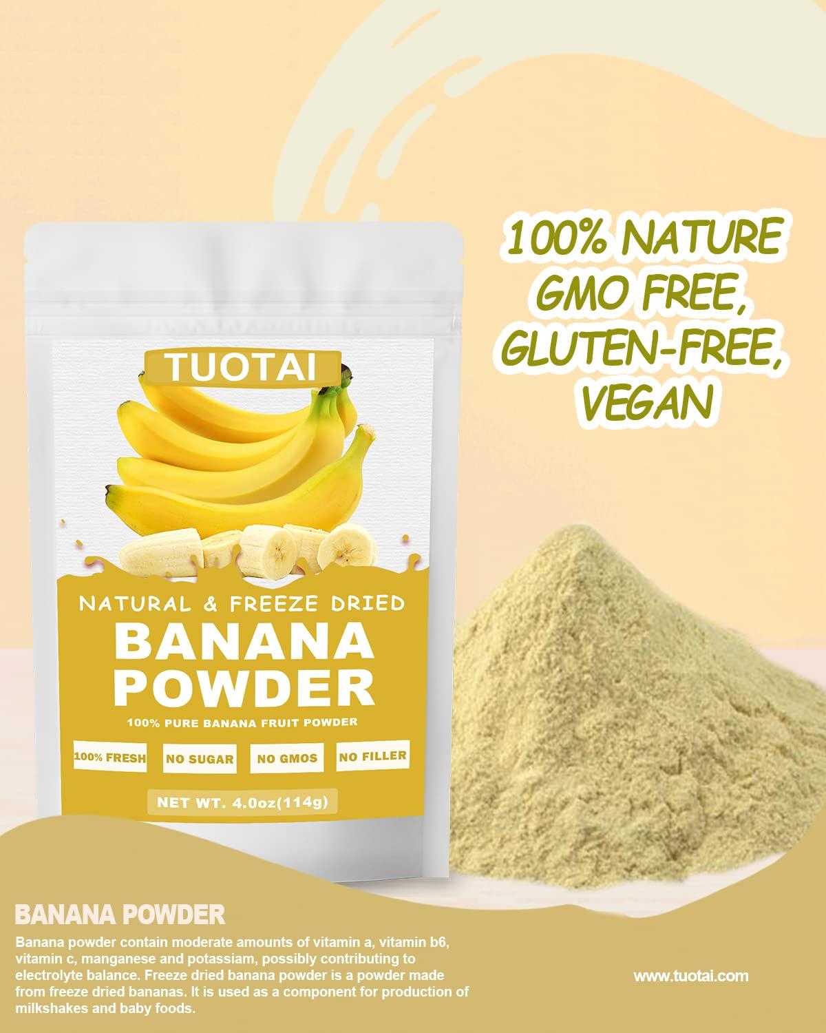 TUOTAI Nature Banana Fruit Powder,Freeze Dried Banana Powder, 4 Ounces, Banana Powder for Cake, Drinks and Baking Food