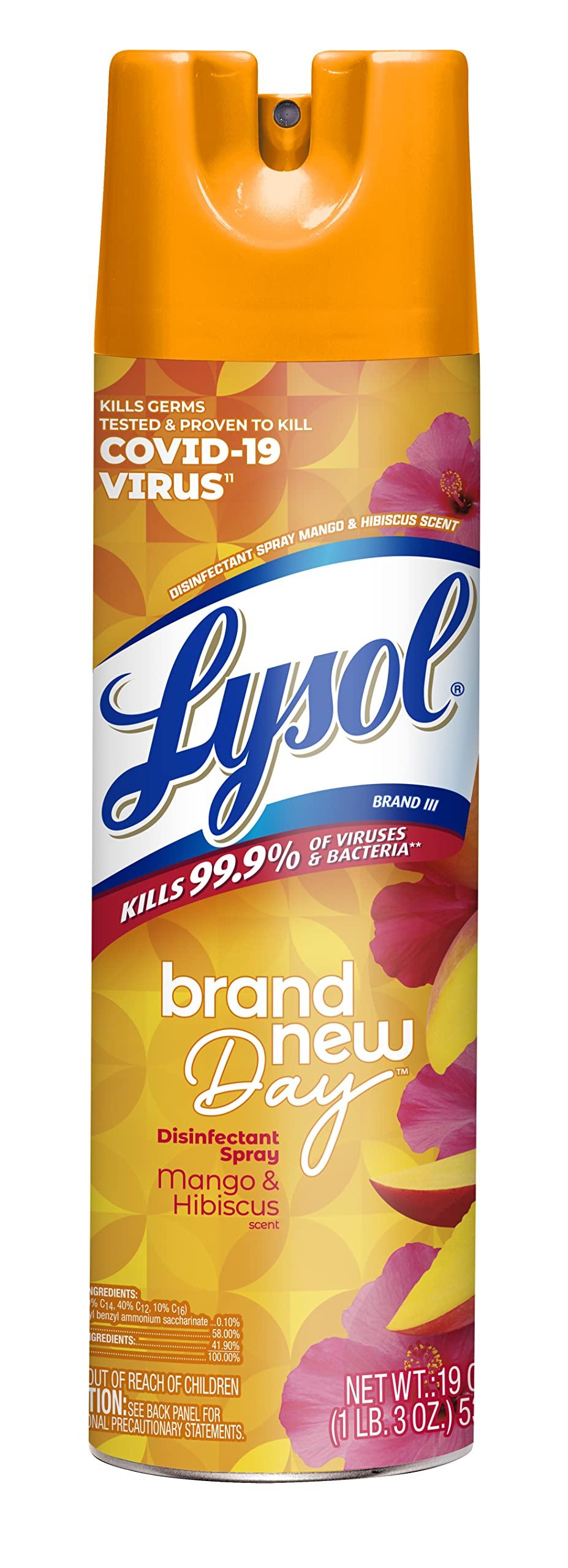 Lysol Lysol Disinfectant Spray, Sanitizing and Antibacterial Spray, For Disinfecting and Deodorizing, Mango & Hibiscus Scent, 19 Fl Oz, (Packaging May Vary)