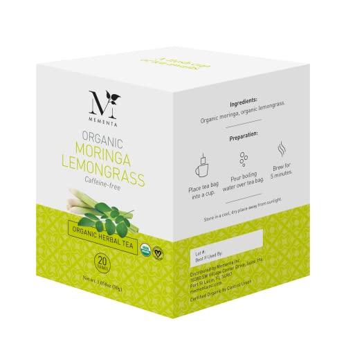 Mementa Mementa Organic Moringa Lemongrass Herbal Tea, Caffeine Free, 20-count (Pack of 1)