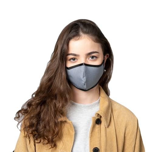 SONOVIA SONOVIA Reusable Face Mask with Patented Breathable Fabric Adjustable Ear Straps (Small (Pack of 3), Grey)