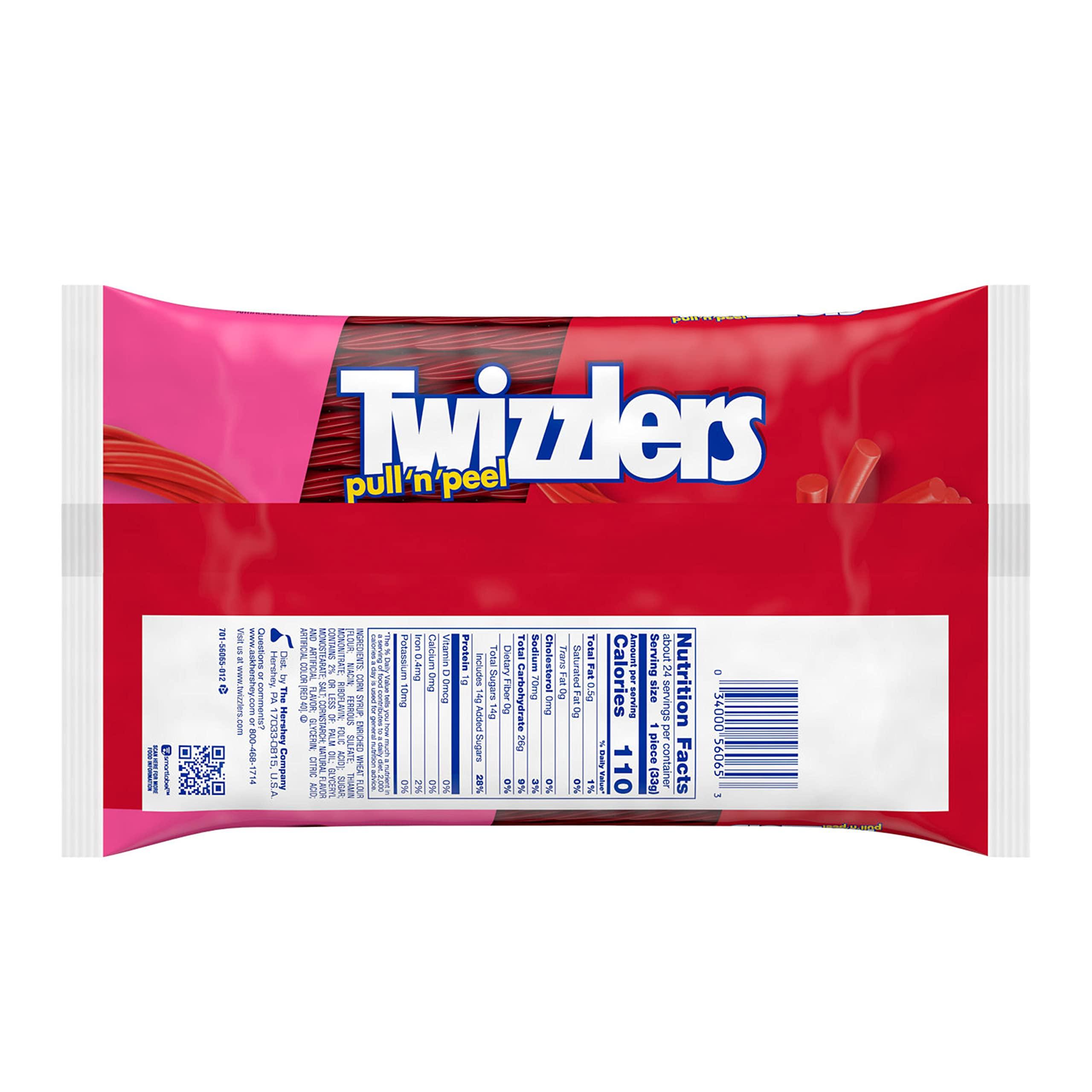 Twizzlers TWIZZLERS PULL 'N' PEEL Cherry Flavored Licorice Style, Low Fat Candy Big Bag, 28 oz