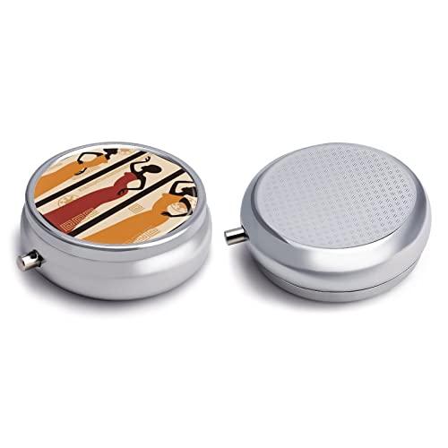 Oyihfvs Afro Black Woman Classic African American Women Iron Pill Box Case Organizer with Internal Separate Plastic Dividers, Travel Small Medicine Bag Holder Carrier Round Container