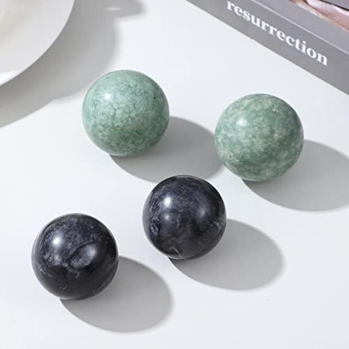 Healifty Healifty Baoding Balls Pack of 4-1.4 inch Chinese Balls for Hand, No Chime Chinese Health Exercise Massage Balls (Green,Black)