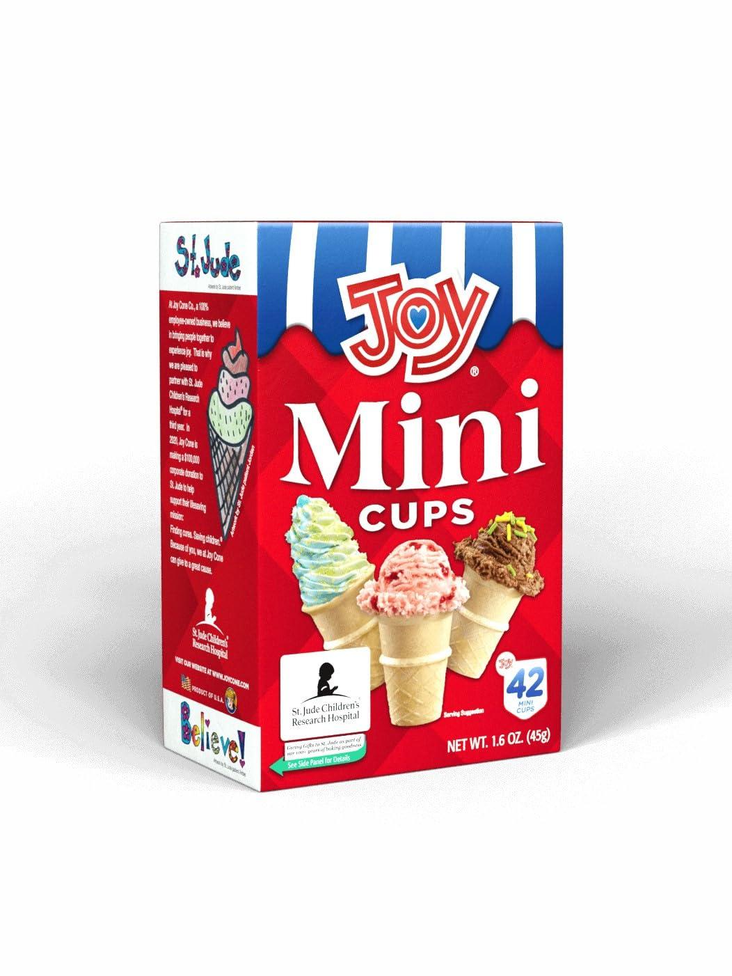 Joy Joy Mini Cups Miniature Ice Cream Cones For Kids, Desserts, Cupcake Cones, Cake Pops 42 Count (1 Box/42 cones)