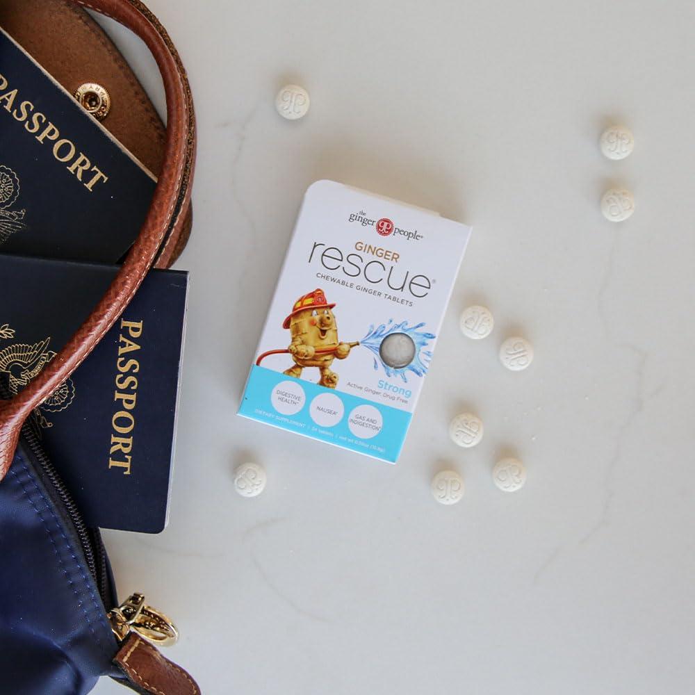 The Ginger People The Ginger People Ginger Rescue Chewable Tablets Drug Free Digestive Health, Chewable Tablets, Strong Ginger Flavor, 0.55 Oz, 240 Tablets, (Pack of 10)