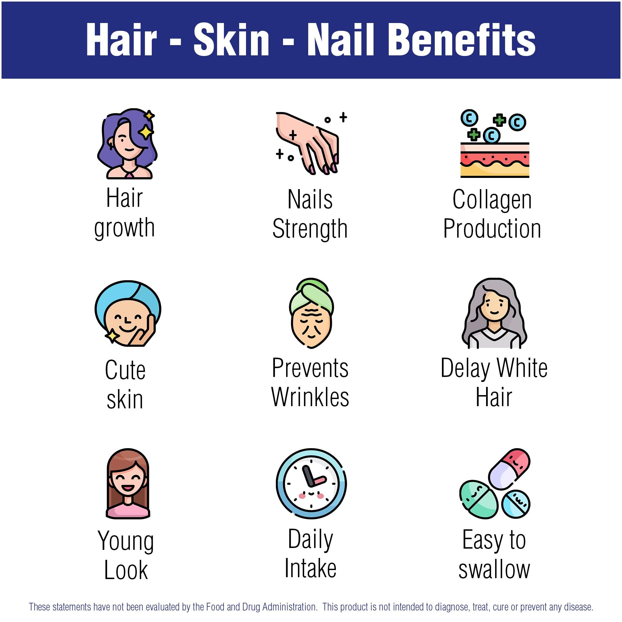 Natural Systems Naturasys Hair Skin and Nails Vitamins Supplement 60 Capsule by Natural Systems - Strong Nails and Hair Growth Vitamins for Women and Men - Natural Biotin Hair Skin and Nails Vitamin - Skin Protection Vitamins